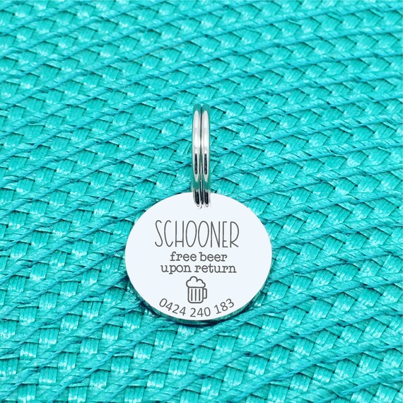 Personalized Custom Dog Tag, Free Beer On Return, Engraved Pet Tag, Dog Name Tag, Funny Cute Dog Tag Pet ID Tag, Dog Beer, Dog Collar Gift