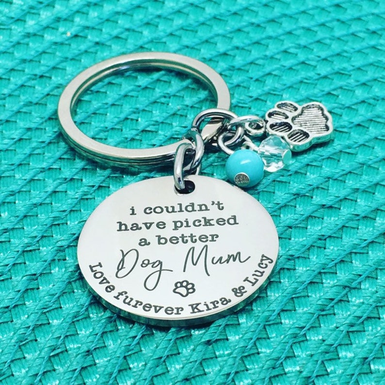 Personalised Keychain Keyring, Best Dog Mum Ever, Dog Lovers, Dog Gift, Cute Dog, Crazy Dog Mom, Dog Mum, Dog Mom Gift, Gift from Dog image 1