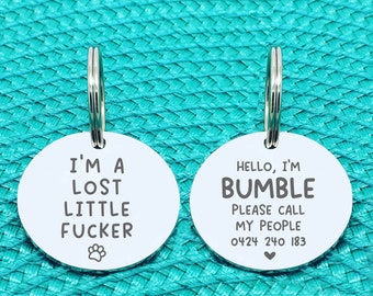 Lost Little Fucker Dog Tag, Please Call My People, Funny Dog Tag, Dog Name Tags for Dogs, Silver Dog Collar Tag, Dog Tag, Pet Tag Custom