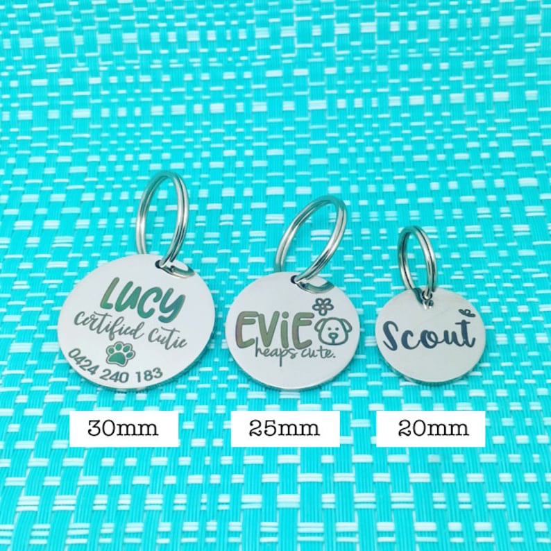 Rose Gold Personalised Dog Name Tag Engraved Dog Tag for Large Dog Floral Dog Small Pet ID Tag for Small Dog Cute Large Dog Name Tag