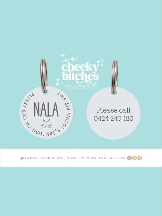 Personalized Cat Name Tag, Cute Simple Cat Name Tag, Personalised Pet Small Dog Cat ID Tag, Engraved Silver Cat Tags, Cute Cat Name Tags