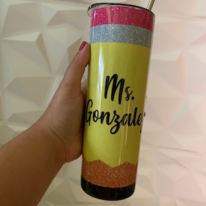 Teacher Pencil 20oz Skinny Tumbler With Straw- Teacher Tumbler- Gift for Teachers- Teacher Skinny Tumbler-Custom Made Tumbler