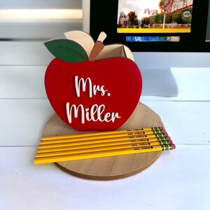 Teacher Wooden Apple- Teacher Appreciation Gift- Apple Pencil Holder ...