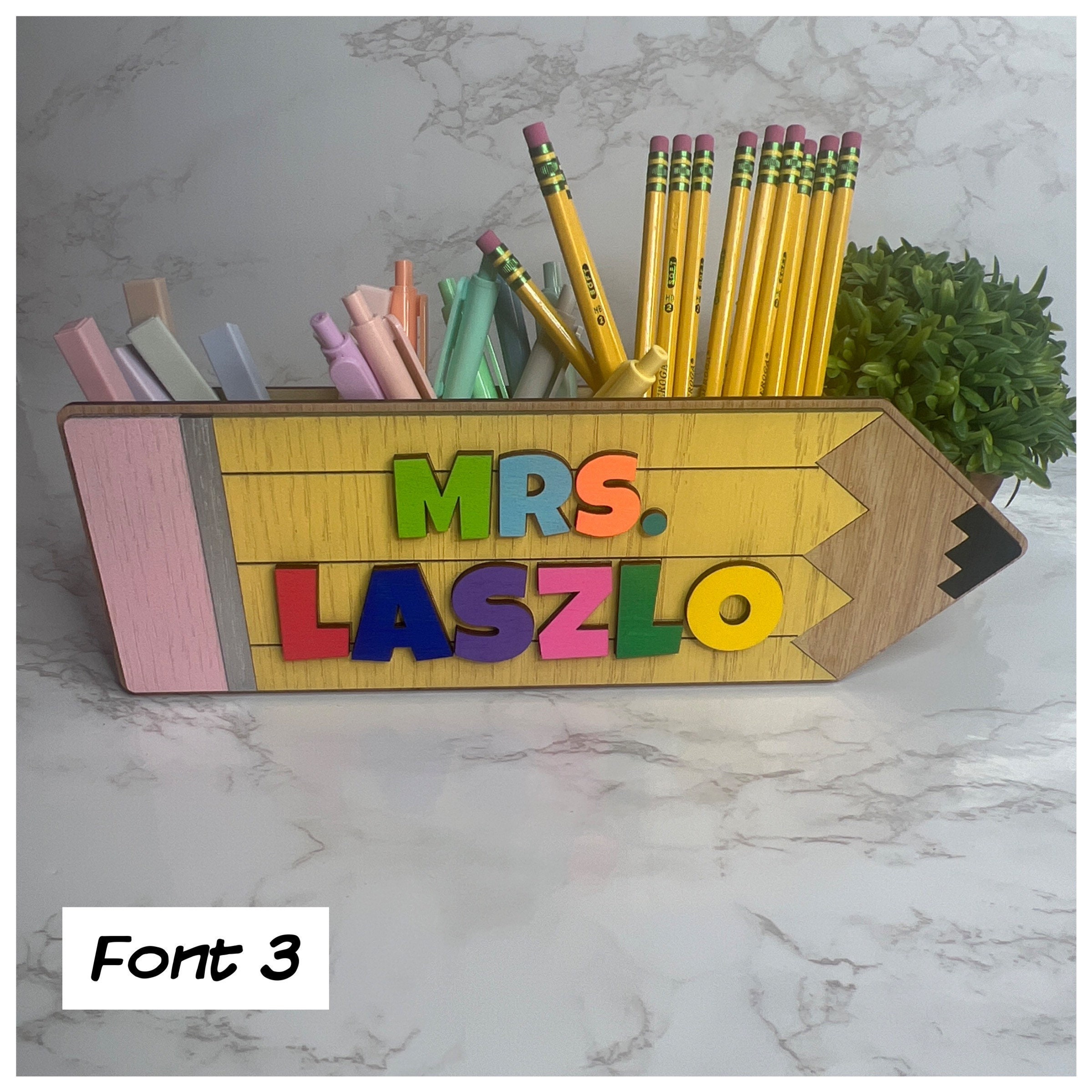 Teacher Wooden Pencil- Teacher Appreciation Gift- Wooden Pencil Holder ...