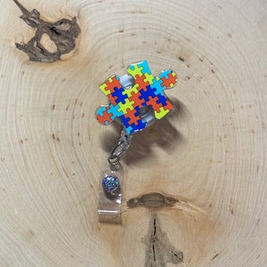 Autism Awareness Badge Reel-Puzzle ID Badge Reel-ID holder-Cute Badge Reel, Glitter Badge Reel- Holiday Gift- Nurse Gift- Ready to Ship