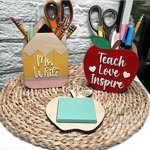 Teacher Wooden Apple- Teacher Appreciation Gift- Apple Pencil Holder ...