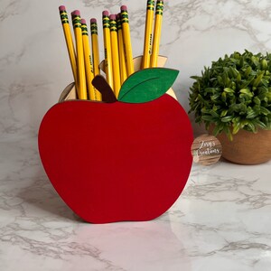 Teacher Wooden Apple- Teacher Appreciation Gift- Apple Pencil Holder ...