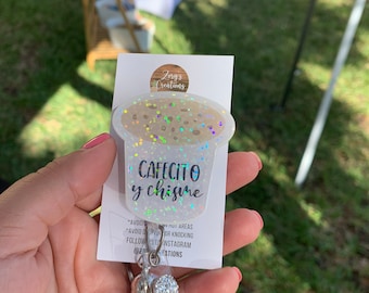 Cafecito and Chisme Retractable Badge Reel-Dale Que Tu Puedes Badge Reell- Nurse Badge Reel-Colada/Cafecito Badge Reel-White Elephant Gift