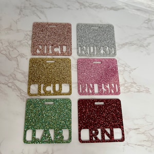 Badge Buddy- Medical Badge Holder- Custom Badge Buddy- Healthcare Badge Buddy- Nurse Badge Holder- Acrylic Glitter Badge Buddies