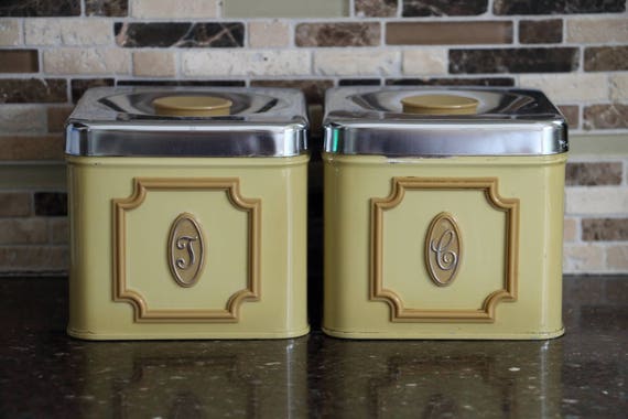 Made In Canada Vintage Yellow Coffee Tea Canister Set Of 2 Etsy