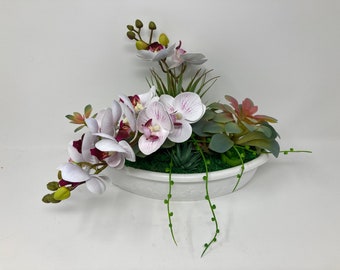Artificial Orchid Arrangement, Artificial Flowers,  Floral Arrangements, Luxury Butterfly Orchid, Faux Succulent