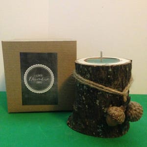 1 pc. Birch or Oak Holders,Tea Lights Scented Froser Fir Candles