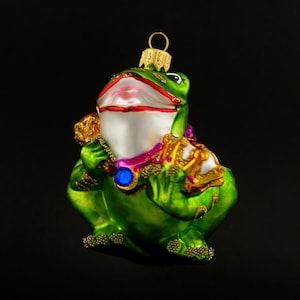 4&quot;Princess Frog - Glass Christmas Ornaments, Traditional Polish Glass Hand Blown ,Hand-Painted, Art Glass, Christmas Tree