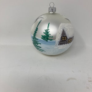 4 Ball Christmas Ornament, Traditional Polish Glass, Winter Landscape, Glass Christmas Ornaments, Hand-Painted, Christmas Decor, image 4