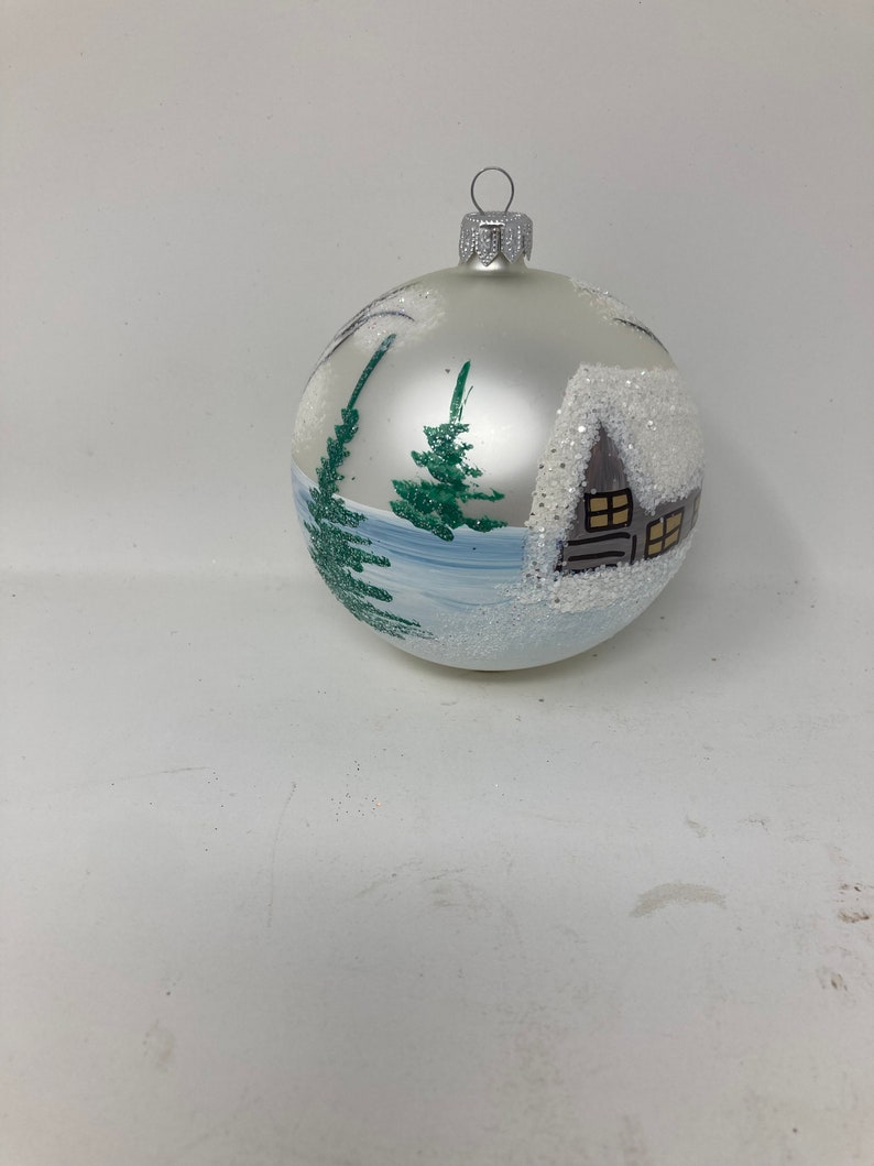 4 Ball Christmas Ornament, Traditional Polish Glass, Winter Landscape, Glass Christmas Ornaments, Hand-Painted, Christmas Decor, image 4