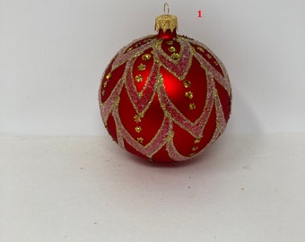 4" Glass Christmas Ornaments, Traditional Polish Glass, Hand blown glass, Hand-Painted, Christmas Decor, Christmas Tree, Handmade