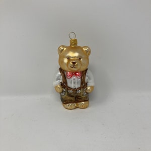 Kleine Beer - Glazen Kerstornament, Traditioneel Pools Glas, Handgeblazen, Handgeschilderd, Kerstornament, Kerstboom,