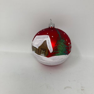 4 Ball Christmas Ornament, Traditional Polish Glass, Winter Landscape, Glass Christmas Ornaments, Hand-Painted, Christmas Decor, image 3