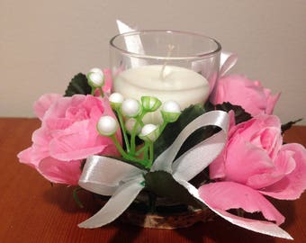 Spring centerpiece/ spring table centerpiece / spring candle ring/ spring candle hold/Artificial flowers