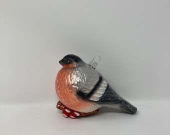 4.5 "Bird - Glass Christmas Ornaments, Traditional Polish Glass, Hand Blown ,Hand-Painted, Art Glass, Christmas  Decoration