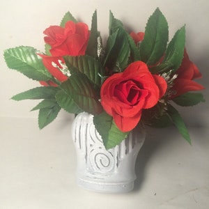 6 Red Roses Bouquet in Glass Vase,Roses Bouquet, Home Decor,Artificial Flowers,Silk Bouquet,Artificial Roses,House Warming Present