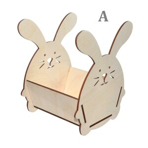 Bunny Basket. 6"x 4.5"x 4.5" unfinished wood bunny basket cutout. Ready to paint and personalize Easter home decor,Easter DIY Home decor