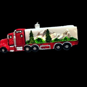 6.5&quot; Truck - Glass Christmas Ornaments, Traditional Polish Glass Hand Blown ,Hand-Painted, Art Glass, Christmas Tree Decoration