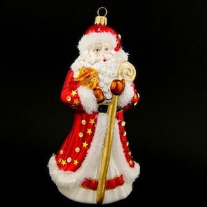 6.5&quot;Santa Claus - Glass Christmas Ornaments, Traditional Polish Glass Hand Blown ,Hand-Painted, Art Glass, Christmas Tree Decoration