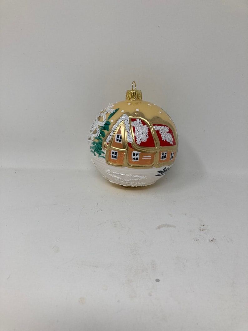 4 Ball Christmas Ornament, Traditional Polish Glass, Winter Landscape, Glass Christmas Ornaments, Hand-Painted, Christmas Decor, image 1