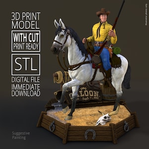 Actionfigur Cowboy Statue | STL mit SCHNITT - Print Ready