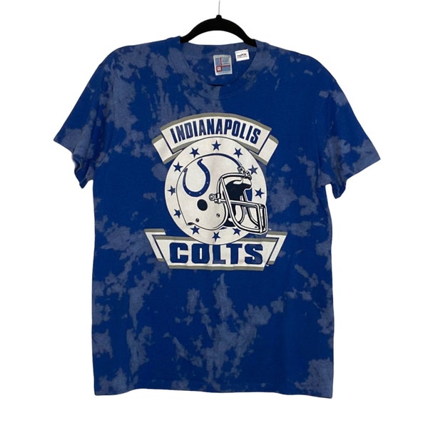 Acid Wash Vintage 90’s Indianapolis Colts TShirt, Blue, Adult Small, Reworked Vintage Tie Dye, Custom Game Day Style, single stitch, made in