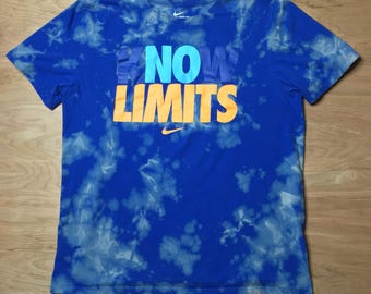 Custom Acid Wash NO LIMITS Nike M/L TShirt // Reverse Dyed Blue Nike kNOw LIMITS TShirt Adult Med/Large
