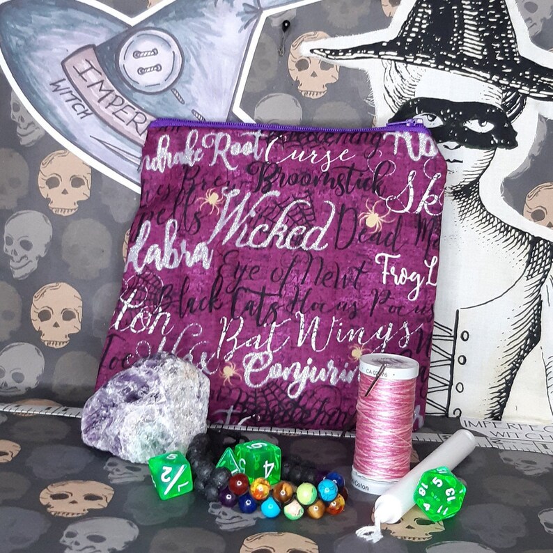Basic Zip Tarot Oracle Bag Wickedly Witchie Words with Purple Zip.