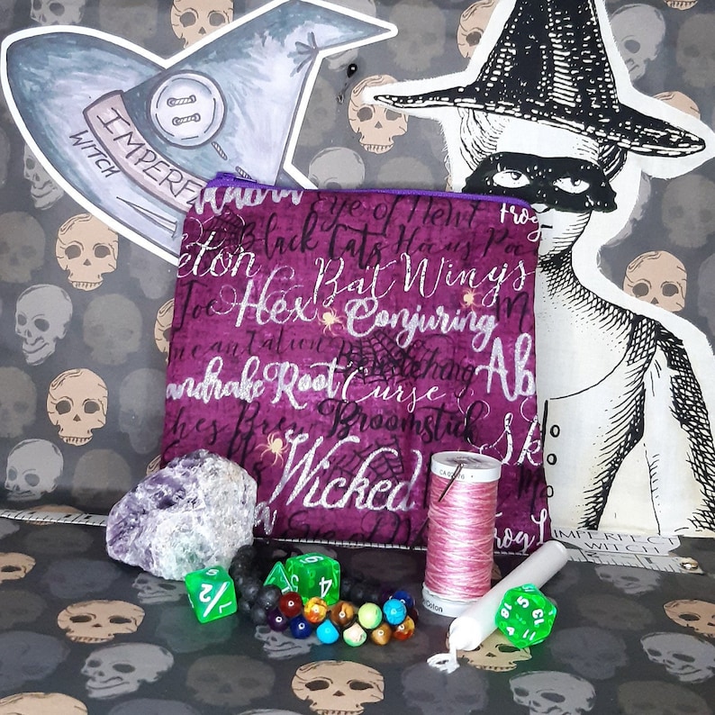 Basic Zip Tarot Oracle Bag Wickedly Witchie Words with Purple Zip.