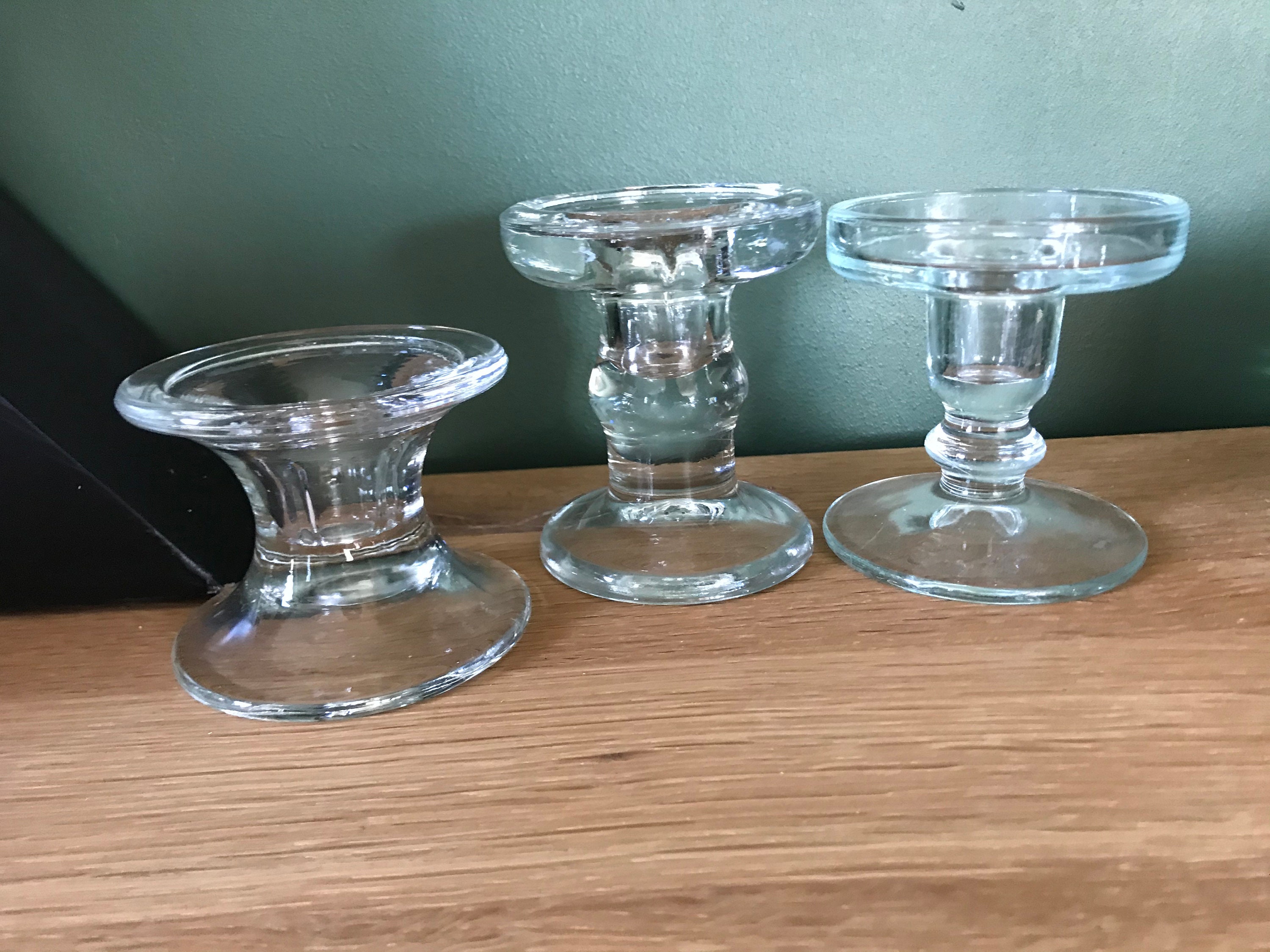 Set of 3 glass candle holders Etsy