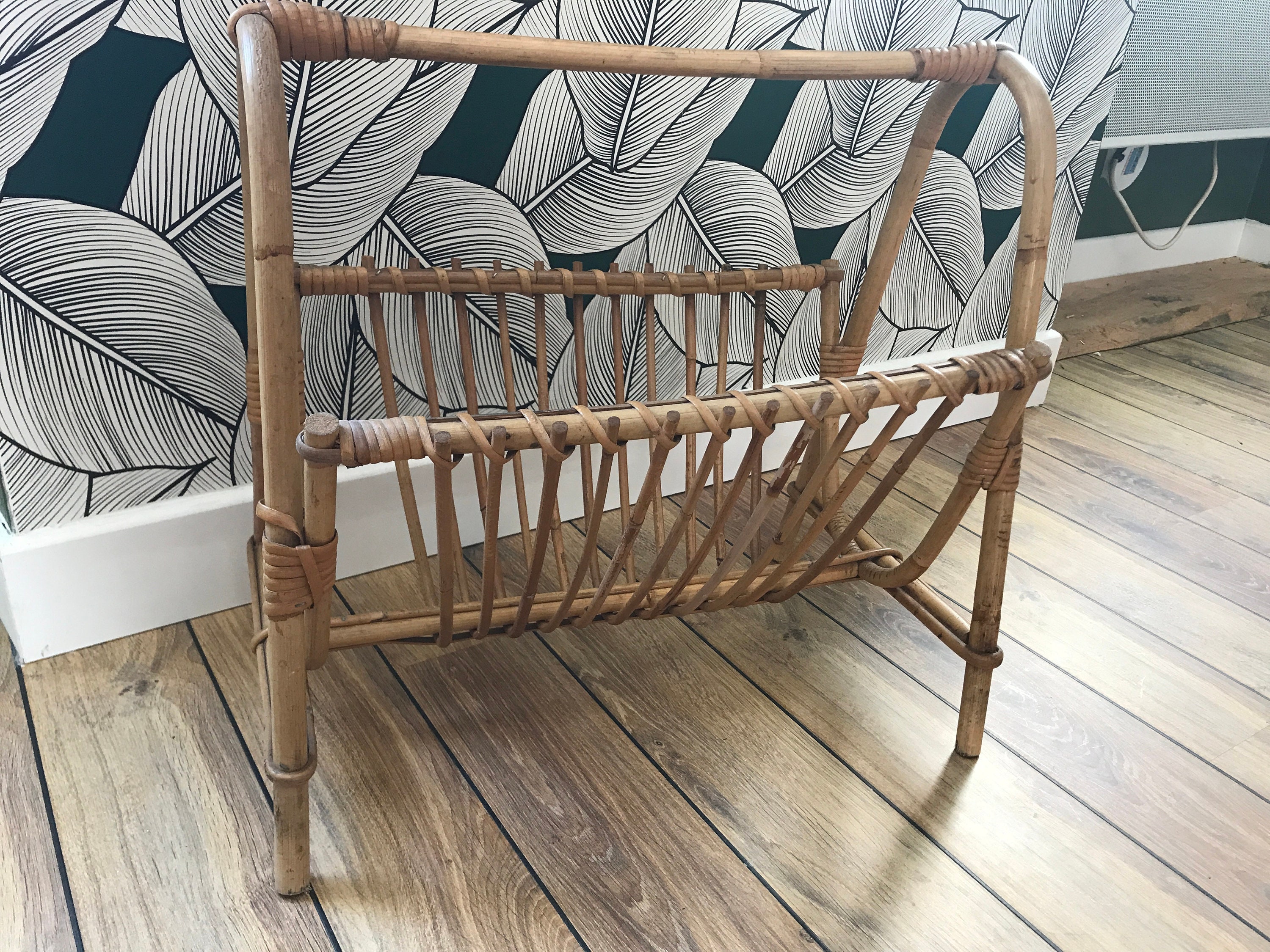 Porte Revues en Rotin Années 60