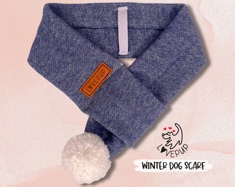 Icy Blue Handmade Winter Dog Scarf