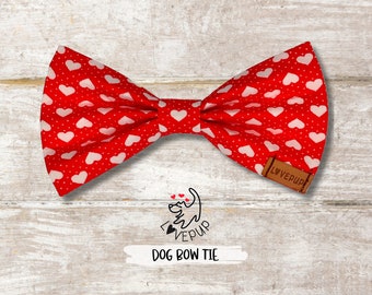 Hearts Handmade Dog Bow Tie | Valentines Day Dog Accessories