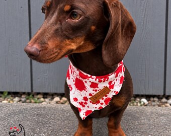Zombie Dog Bandana, Halloween Dog Scarf, Handmade Tie Up Pet Bandana, Spooky Dog Accessory