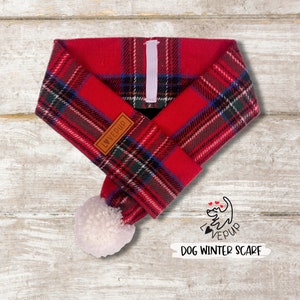Red Tartan Handmade Winter Dog Scarf