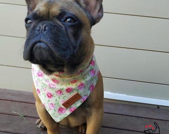 Floral Dog Bandana, Handmade Tie Up Dog Scarf, Garden Party Pet Accessory