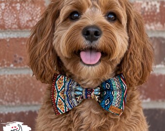 Aztec Design Handmade Dog Bow Tie