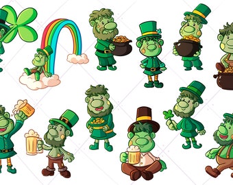 St Patrick's Day Trolls Clip Art Collection, Holiday Trolls Clipart, Funny Trolls Clip Art, St Patricks Day