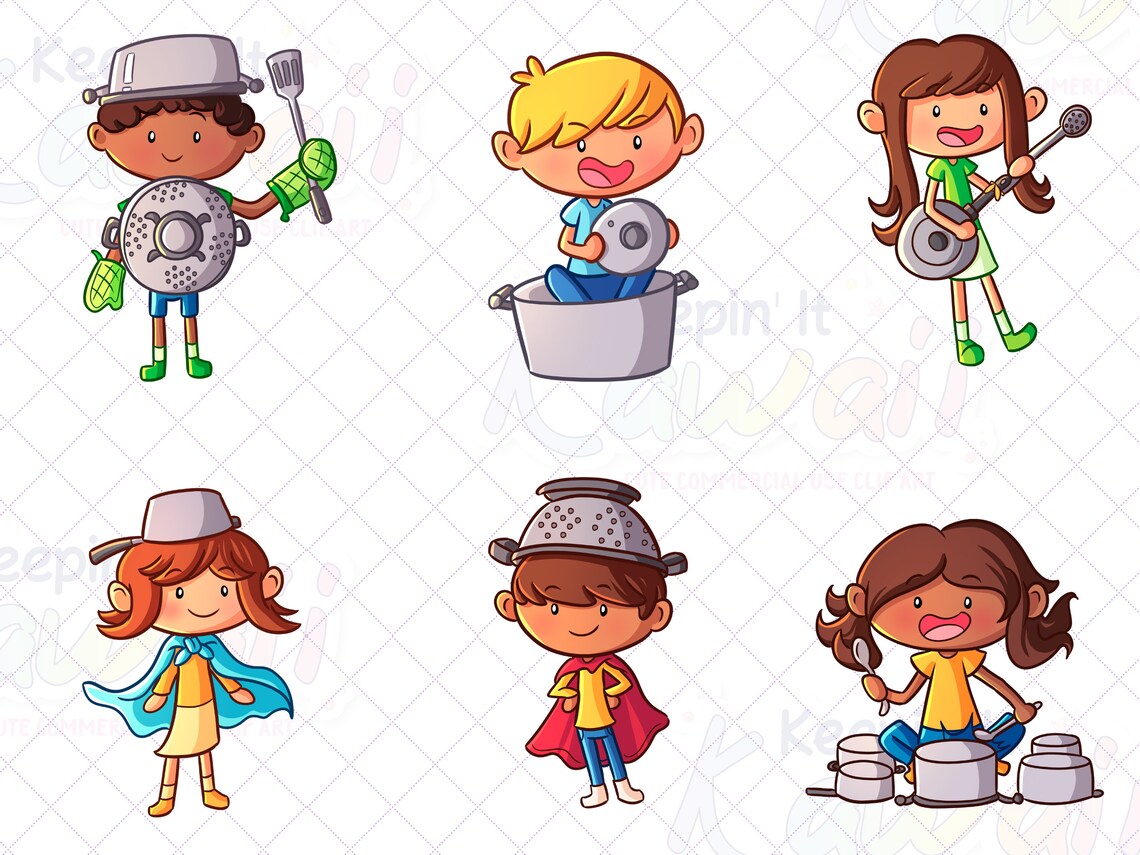 Pretend Play Kids Clip Art Imagination Clipart Cute Pretend - Etsy