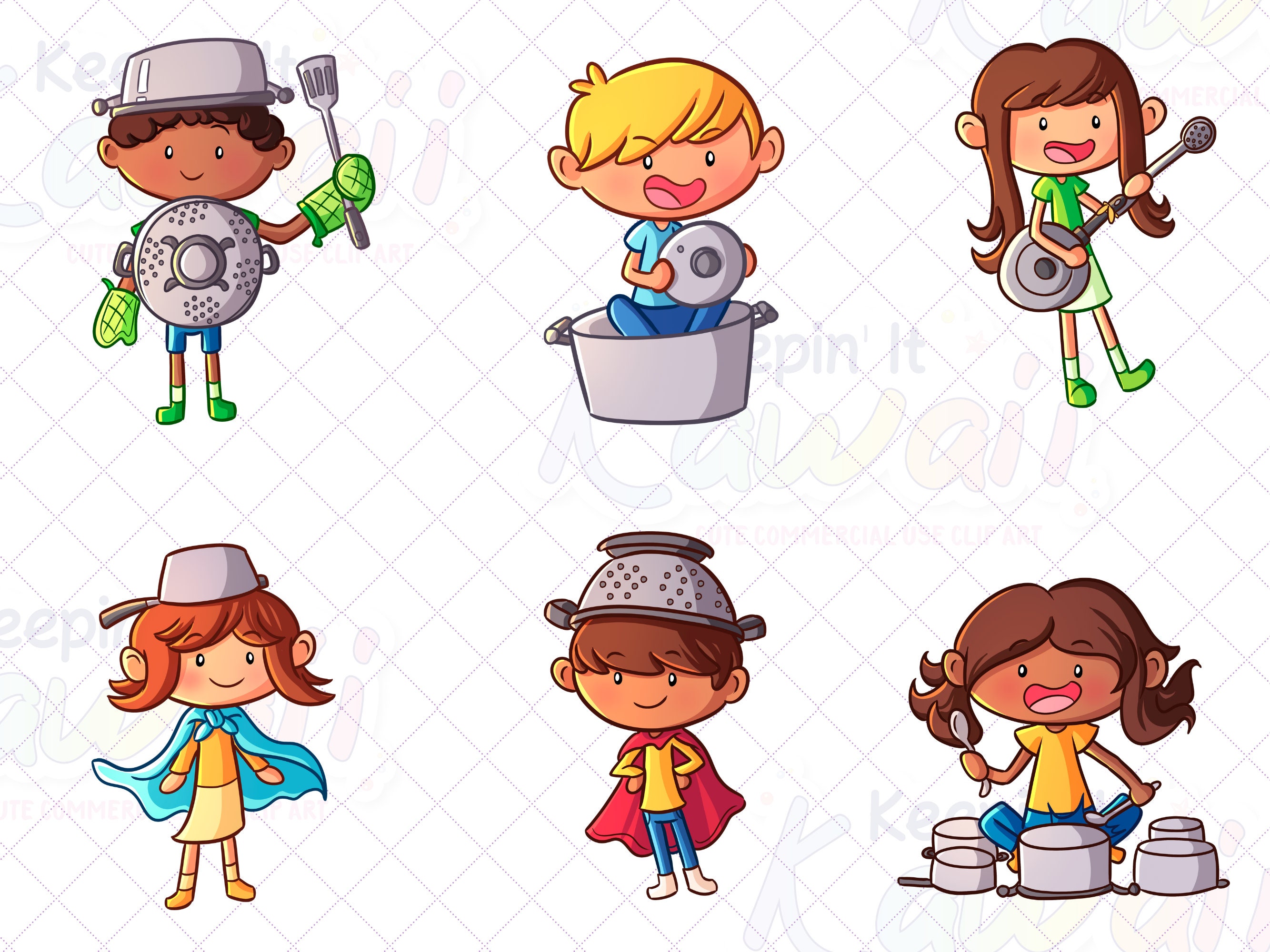 Pretend Play Kids Clip Art, Imagination Clipart, Cute Pretend Play