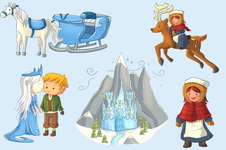 Snow Queen Hans Christian Andersen Fairy Tale Clip Art Fairy - Etsy