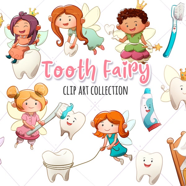 Cute Tooth Fairy Clip Art, Tooth Fairy Clipart, Kids Dentist Clipart