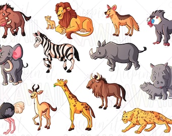African Animals Clip Art, Kawaii African Animals, Animal Clip Art Bundle, Clip Art For Teachers