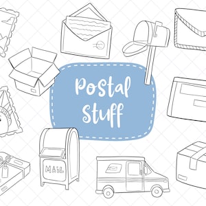 Clipart de bureau de poste, Postal Service Clip Art, graphiques mignons de bureau de poste, mignon Community Helper Kids Art