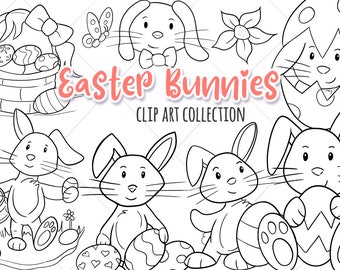 Leuke Paashaas Clipart, Kawaii Bunnies, Pasen Clip Art, Konijn Clipart, Paashaas Illustraties